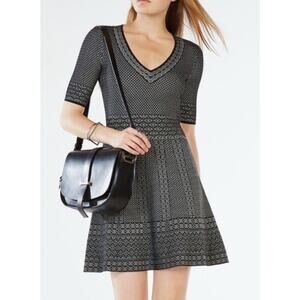 Bcbg Maxazria Bettina Knit Jacquard Black Dress Size S